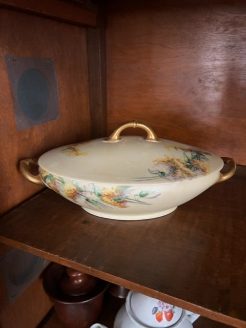 Floral with Gold trim  Bavaria Bone China covered dish