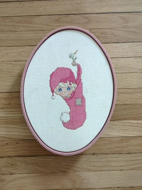 Girl in stocking cross stitch