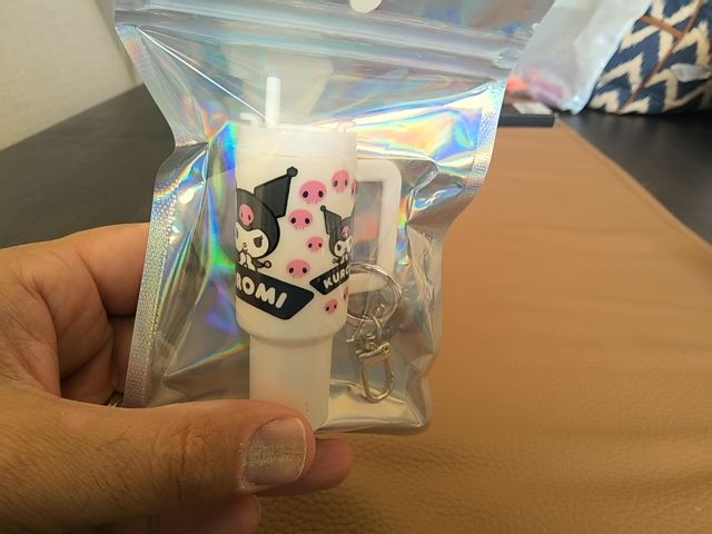 White Tumbler Keychain Grace's bead Shop