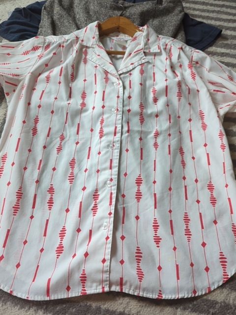 Orange and white button up, 10