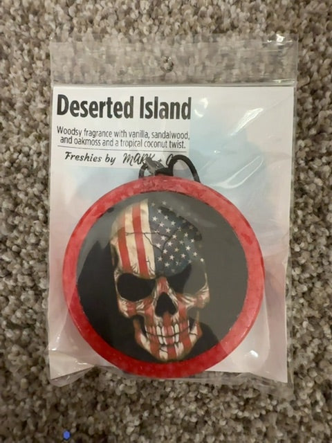 Flag Skull Deserted Island Freshie, Round