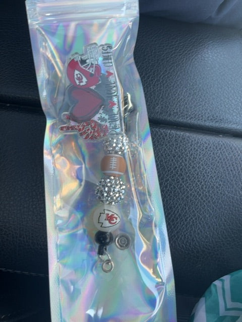Black Shaker Badge Reel with Beads Grace's bead Shop