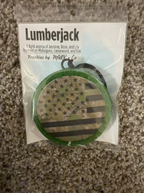 Camo Flag Lumberjack Freshie, Round