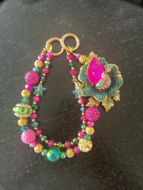 Pink Fancy bag charm Grace's bead Shop