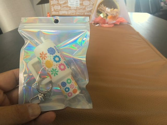 White Tumbler Keychain Grace's bead Shop