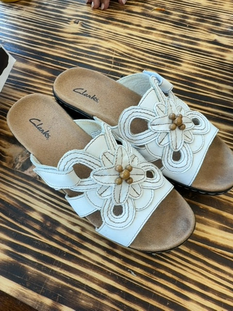 White Clarks Sandals, 8