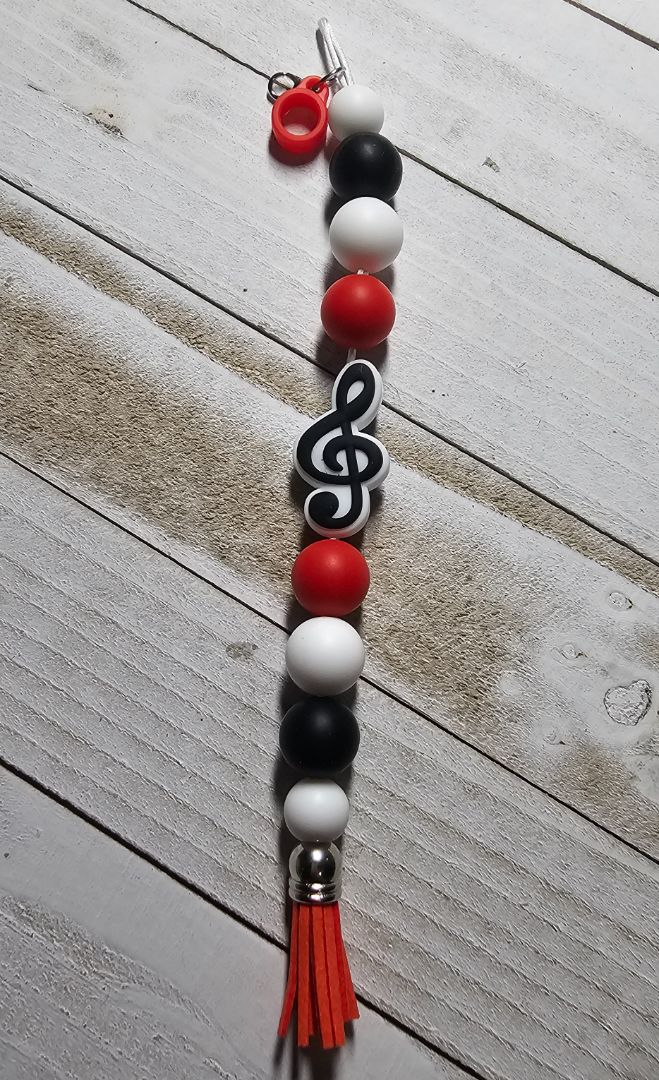 Treble Clef Straw Charm Crocheted Creations by Amy, Adjustable