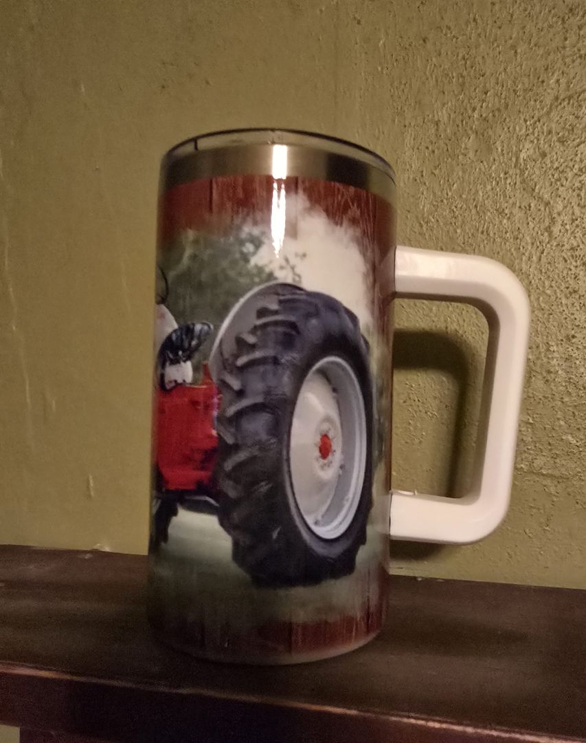 20oz  tumbler w/handle tractor mug, 20 OZ